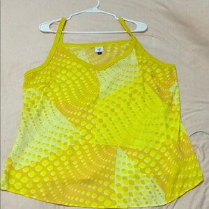 CAbi Yellow and Orange Patterned Tank Top